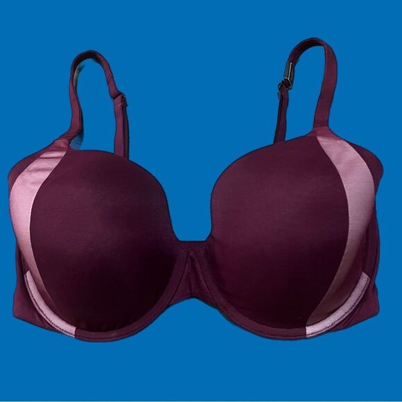 Victoria’s Secret Body Lined Perfect Coverage mesh bra burgundy 32DDD - Picture 3 of 4